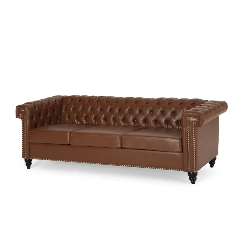 Canapé 3 places Chesterfield avec capitonnage et clous décoratifs