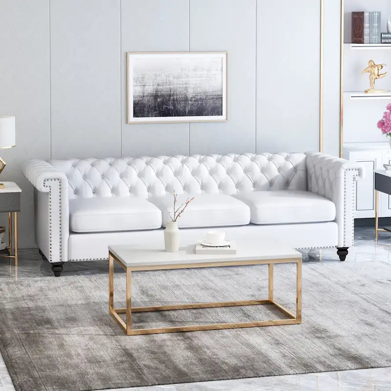 Canapé 3 places Chesterfield avec capitonnage et clous décoratifs