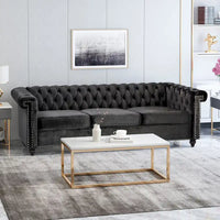 Canapé 3 places Chesterfield avec capitonnage et clous décoratifs