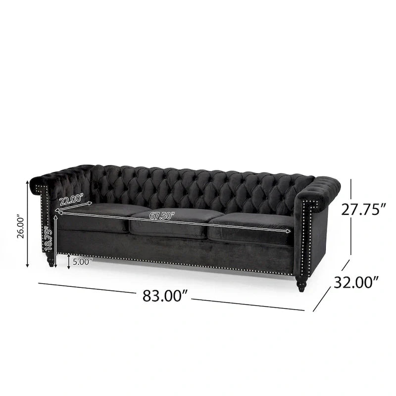 Canapé 3 places Chesterfield avec capitonnage et clous décoratifs