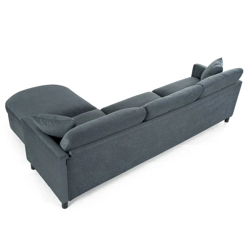 Canapé Sectionnel 4 Places Gris 107.87 pouces avec Coussins Amovibles, Pouf Mobile et Accoudoir de Rangement