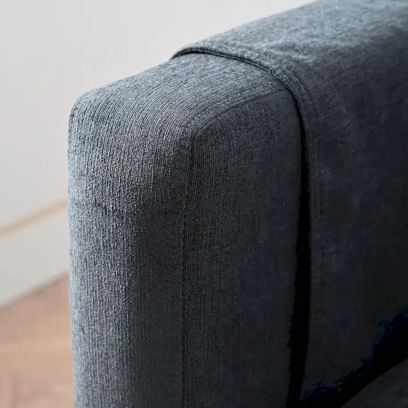 Canapé Sectionnel 4 Places Gris 107.87 pouces avec Coussins Amovibles, Pouf Mobile et Accoudoir de Rangement