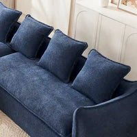 Canapé sectionnel bleu 106.3 surdimensionné en forme de L 3 places avec méridienne, 4 coussins décoratifs et conception modulable élégante