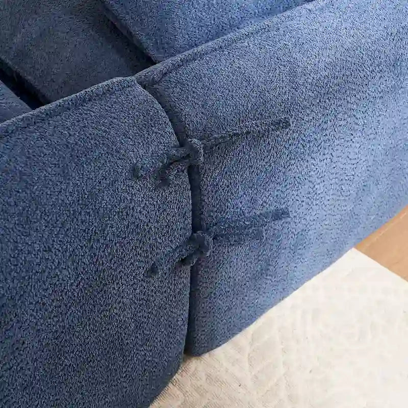 Canapé sectionnel bleu 106.3 surdimensionné en forme de L 3 places avec méridienne, 4 coussins décoratifs et conception modulable élégante