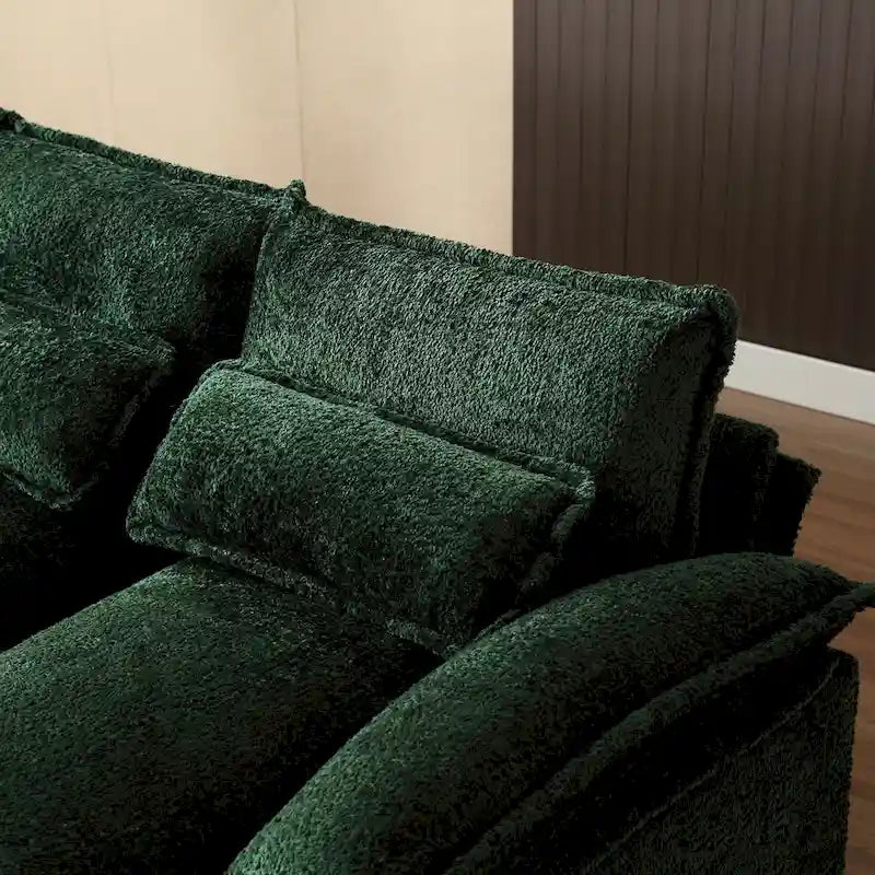 Canapé Sectionnel 4 Places Moderne en Chenille Forme U 110.63 pouces avec Doubles Coussins, 2 Méridiennes et Mousse Haute Densité