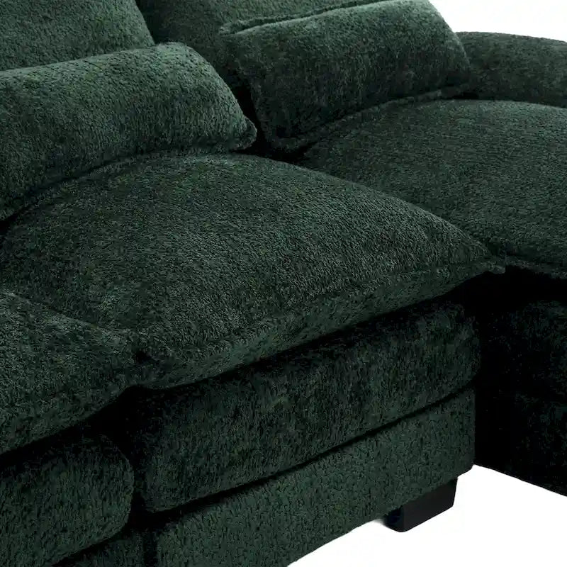 Canapé Sectionnel 4 Places Moderne en Chenille Forme U 110.63 pouces avec Doubles Coussins, 2 Méridiennes et Mousse Haute Densité