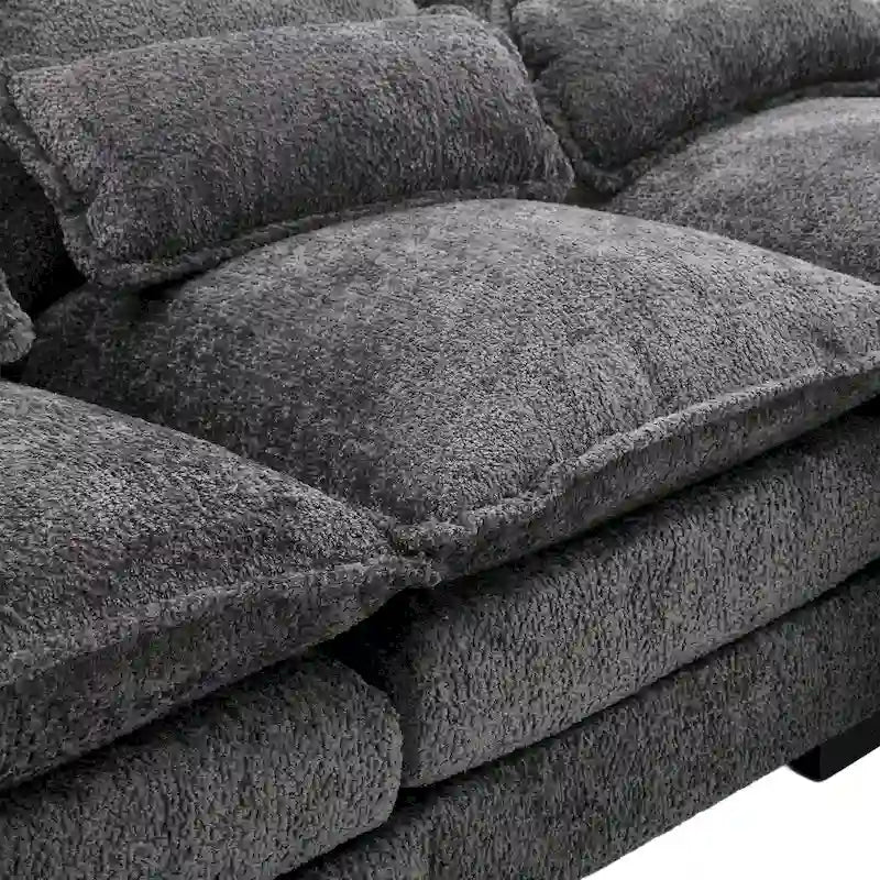 Canapé Sectionnel 4 Places Moderne en Chenille Forme U 110.63 pouces avec Doubles Coussins, 2 Méridiennes et Mousse Haute Densité