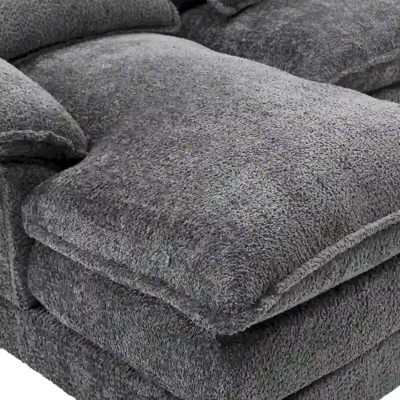 Canapé Sectionnel 4 Places Moderne en Chenille Forme U 110.63 pouces avec Doubles Coussins, 2 Méridiennes et Mousse Haute Densité