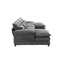 Canapé Sectionnel 4 Places Moderne en Chenille Forme U 110.63 pouces avec Doubles Coussins, 2 Méridiennes et Mousse Haute Densité