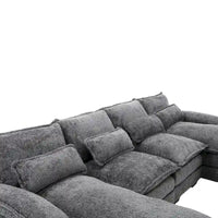 Canapé Sectionnel 4 Places Moderne en Chenille Forme U 110.63 pouces avec Doubles Coussins, 2 Méridiennes et Mousse Haute Densité