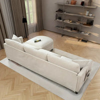 107.87 Canapé sectionnel 4 places avec coussin amovible et pouf mobile