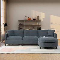 107.87 Canapé sectionnel 4 places avec coussin amovible et pouf mobile