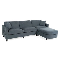 107.87 Canapé sectionnel 4 places avec coussin amovible et pouf mobile
