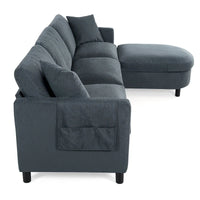 107.87 Canapé sectionnel 4 places avec coussin amovible et pouf mobile