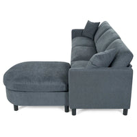 107.87 Canapé sectionnel 4 places avec coussin amovible et pouf mobile