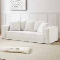 Canapé modulable 3 places en velours côtelé 88,97 avec 5 coussins et design spacieux