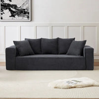 Canapé modulable 3 places en velours côtelé 88,97 avec 5 coussins et design spacieux
