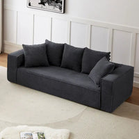 Canapé modulable 3 places en velours côtelé 88,97 avec 5 coussins et design spacieux