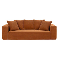 Canapé modulable 3 places en velours côtelé 88,97 avec 5 coussins et design spacieux