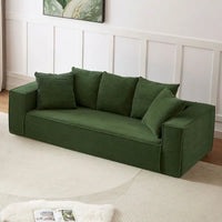 Canapé modulable 3 places en velours côtelé 88,97 avec 5 coussins et design spacieux