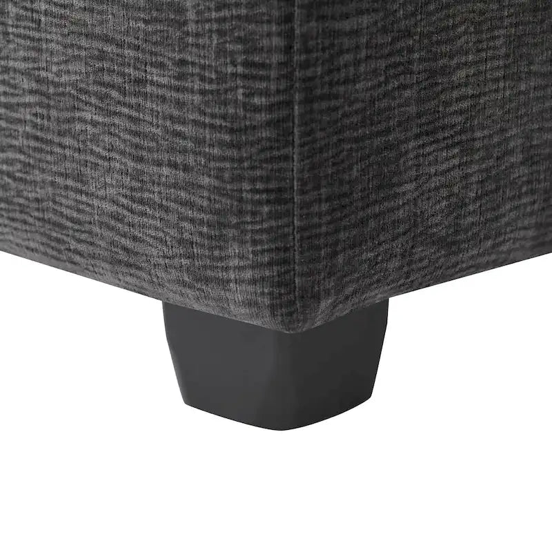 Ensemble de canapé sectionnel d'angle modulaire en chenille noir de 110 po à 7 places avec 2 coussins et pouf, pour salon ou appartement