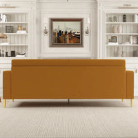 Canapé moderne 3 places en velours 85,63 avec accents dorés et coussins moelleux pour salon