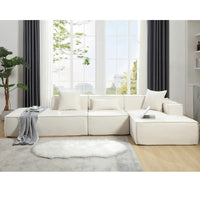 Ensemble canapé modulable minimaliste en L 4 places avec méridienne de 129,5 cm