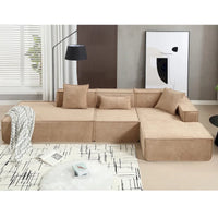 Ensemble canapé modulable minimaliste en L 4 places avec méridienne de 129,5 cm