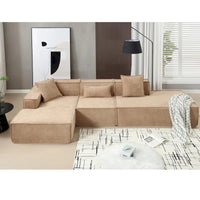 Ensemble canapé modulable minimaliste en L 4 places avec méridienne de 129,5 cm