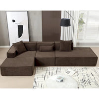 Ensemble canapé modulable minimaliste en L 4 places avec méridienne de 129,5 cm