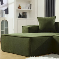 Ensemble canapé modulable minimaliste en L 4 places avec méridienne de 129,5 cm