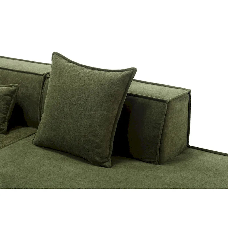 Ensemble canapé modulable minimaliste en L 4 places avec méridienne de 129,5 cm