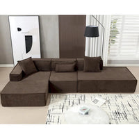 Ensemble canapé modulable minimaliste en L 4 places avec méridienne de 129,5 cm