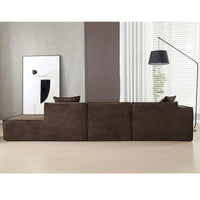 Ensemble canapé modulable minimaliste en L 4 places avec méridienne de 129,5 cm