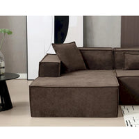 Ensemble canapé modulable minimaliste en L 4 places avec méridienne de 129,5 cm