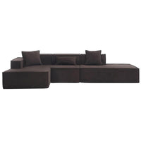 Ensemble canapé modulable minimaliste en L 4 places avec méridienne de 129,5 cm