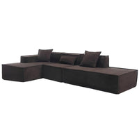Ensemble canapé modulable minimaliste en L 4 places avec méridienne de 129,5 cm