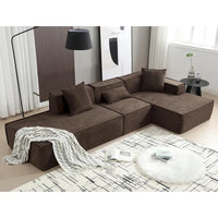 Ensemble canapé modulable minimaliste en L 4 places avec méridienne de 129,5 cm