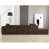 Ensemble canapé modulable minimaliste en L 4 places avec méridienne de 129,5 cm