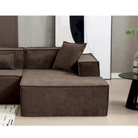 Ensemble canapé modulable minimaliste en L 4 places avec méridienne de 129,5 cm