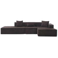 Ensemble canapé modulable minimaliste en L 4 places avec méridienne de 129,5 cm