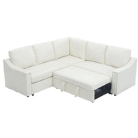 Canapé sectionnel en L 5 places de 81,5 po avec lit escamotable et 6 coussins, divan d'angle multifonction pour le salon