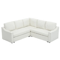 Canapé sectionnel en L 5 places de 81,5 po avec lit escamotable et 6 coussins, divan d'angle multifonction pour le salon