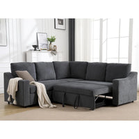 Canapé sectionnel en L 5 places de 81,5 po avec lit escamotable et 6 coussins, divan d'angle multifonction pour le salon