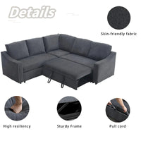 Canapé sectionnel en L 5 places de 81,5 po avec lit escamotable et 6 coussins, divan d'angle multifonction pour le salon