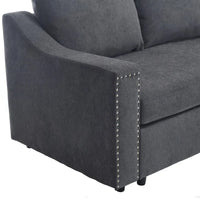 Canapé sectionnel en L 5 places de 81,5 po avec lit escamotable et 6 coussins, divan d'angle multifonction pour le salon