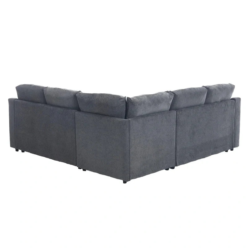 Canapé sectionnel en L 5 places de 81,5 po avec lit escamotable et 6 coussins, divan d'angle multifonction pour le salon