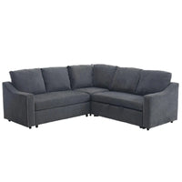Canapé sectionnel en L 5 places de 81,5 po avec lit escamotable et 6 coussins, divan d'angle multifonction pour le salon