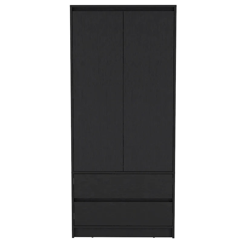 Armoire double porte moderne 20.47 avec tringle et deux tiroirs pour chambre