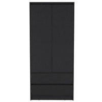 Armoire double porte moderne 20.47 avec tringle et deux tiroirs pour chambre